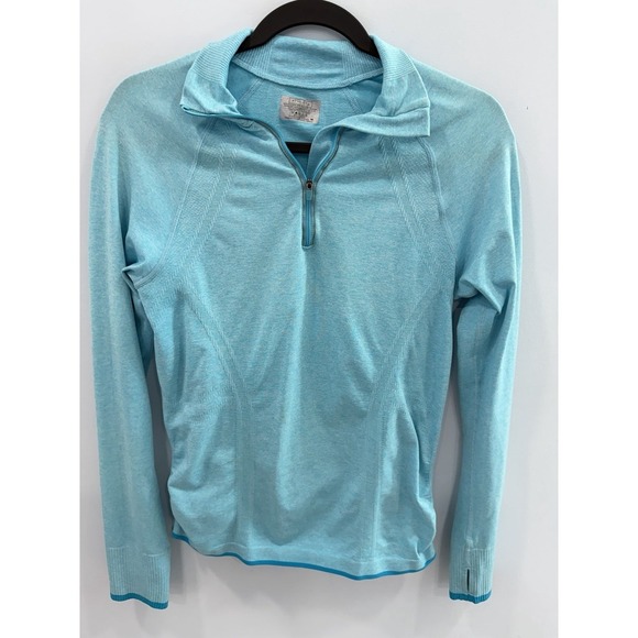 Athleta Pants - Athleta Fastest Track 1/4 Zip Pullover Blue Space Dye Ruched Medium